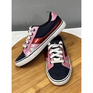 Tommy Hilfiger Shoes Girls Size 1 Canvas Lace up shoes Striped Blue Red Pink